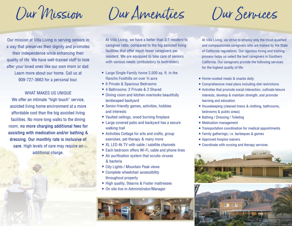 Luxury Assisted Living Home for Seniors, Villa Living Brochure Outside